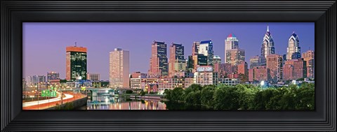 Framed Philadelphia, Pennsylvania Skyline at Night Print