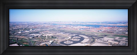 Framed USA, New Jersey, Newark Airport, Aerial view with Manhattan in background Print