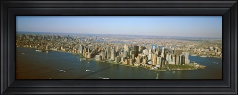 Framed USA, New York, New York City, Aerial view of Lower Manhattan Print