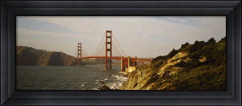 Framed Bridge over a bay, Golden Gate Bridge, San Francisco, California Print