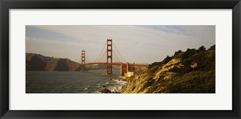 Framed Bridge over a bay, Golden Gate Bridge, San Francisco, California Print