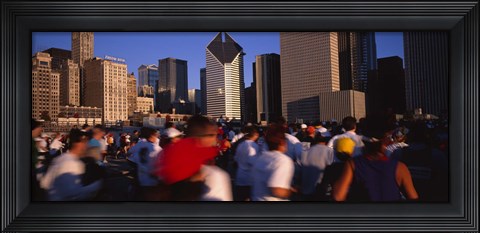 Framed Group of people running a marathon, Chicago, Illinois, USA Print