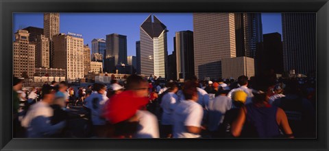 Framed Group of people running a marathon, Chicago, Illinois, USA Print