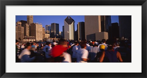 Framed Group of people running a marathon, Chicago, Illinois, USA Print