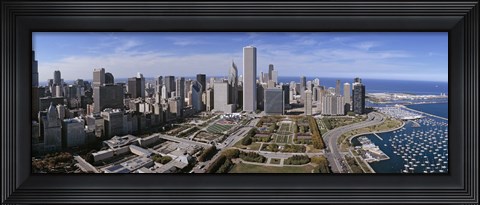 Framed USA, Illinois, Chicago, Millennium Park, Pritzker Pavilion, aerial view of a city Print