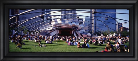 Framed People At A Lawn, Pritzker Pavilion, Millennium Park, Chicago, Illinois, USA Print