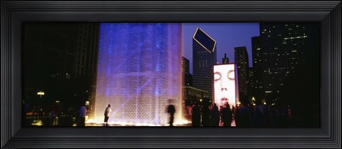 Framed Spectators Watching The Visual Screen, The Crown Fountain, Millennium Park, Chicago, Illinois, USA Print