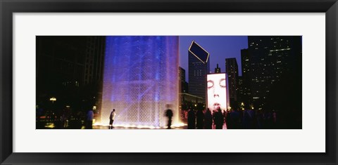 Framed Spectators Watching The Visual Screen, The Crown Fountain, Millennium Park, Chicago, Illinois, USA Print