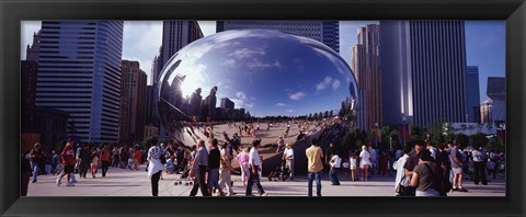 Framed USA, Illinois, Chicago, Millennium Park, SBC Plaza, Tourists walking in the park Print