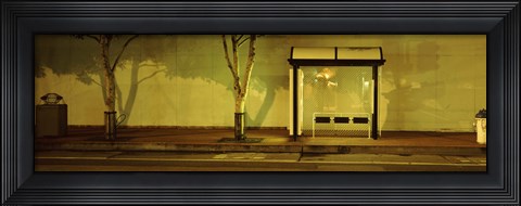 Framed Bus Stop At Night, San Francisco, California Print