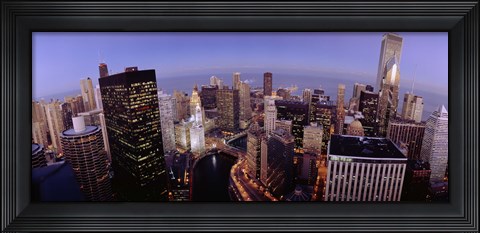 Framed USA, Illinois, Chicago, Chicago River, High angle view of the city Print