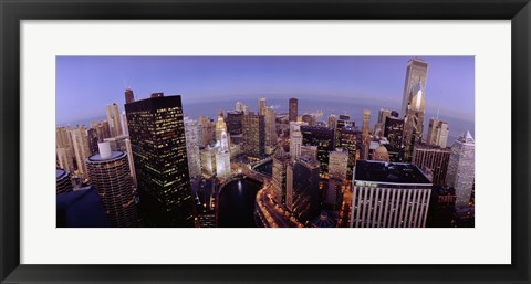 Framed USA, Illinois, Chicago, Chicago River, High angle view of the city Print