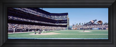 Framed USA, California, San Francisco, SBC Ballpark, Spectator watching the baseball game in the stadium Print