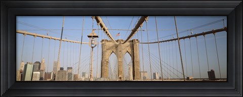 Framed USA, New York State, New York City, Brooklyn Bridge at dawn Print