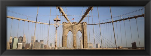 Framed USA, New York State, New York City, Brooklyn Bridge at dawn Print
