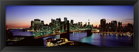 Framed High Angle View Of Brooklyn Bridge, NYC, New York City, New York State, USA Print