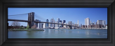 Framed Brooklyn Bridge and Skyscrapers in New York City Print