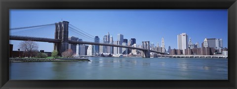 Framed Brooklyn Bridge and Skyscrapers in New York City Print