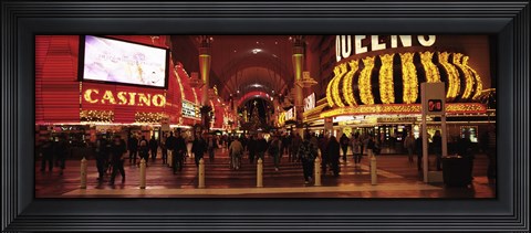 Framed USA, Nevada, Las Vegas, The Fremont Street, Large group of people at a market street Print