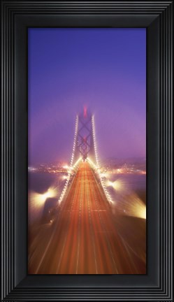 Framed High angle view of suspension bridge, Oakland Bay Bridge, San Francisco, California, USA Print