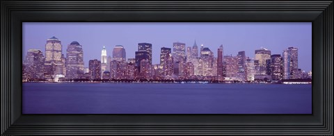 Framed Skyscrapers lit up in Manhattan, New York City Print