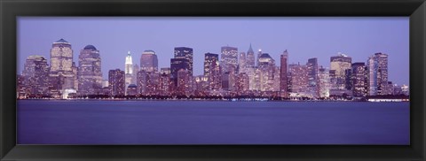 Framed Skyscrapers lit up in Manhattan, New York City Print