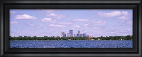 Framed Skyscrapers in a city, Chain Of Lakes Park, Minneapolis, Minnesota, USA Print