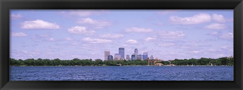 Framed Skyscrapers in a city, Chain Of Lakes Park, Minneapolis, Minnesota, USA Print