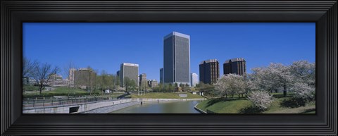 Framed Skyscrapers near a canal, Brown&#39;s Island, Richmond, Virginia, USA Print