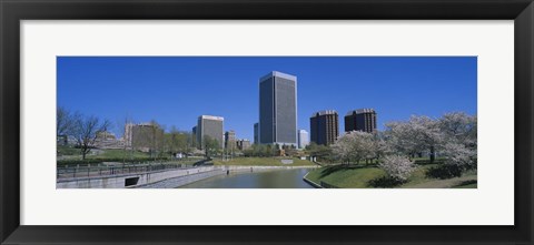 Framed Skyscrapers near a canal, Brown&#39;s Island, Richmond, Virginia, USA Print