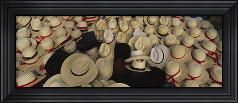 Framed High Angle View Of Hats In A Market Stall, San Francisco El Alto, Guatemala Print