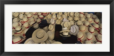 Framed High Angle View Of Hats In A Market Stall, San Francisco El Alto, Guatemala Print