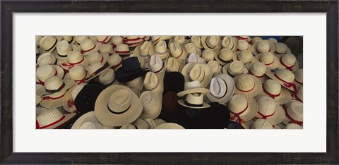 Framed High Angle View Of Hats In A Market Stall, San Francisco El Alto, Guatemala Print