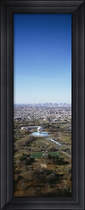 Framed Aerial View Of Worlds Fair Globe, From Queens Looking Towards Manhattan, NYC, New York City, New York State, USA Print