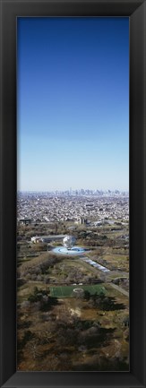 Framed Aerial View Of Worlds Fair Globe, From Queens Looking Towards Manhattan, NYC, New York City, New York State, USA Print