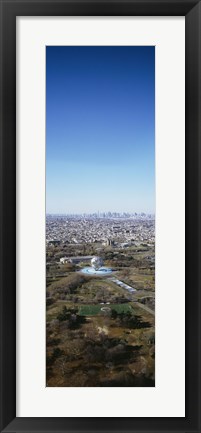 Framed Aerial View Of Worlds Fair Globe, From Queens Looking Towards Manhattan, NYC, New York City, New York State, USA Print