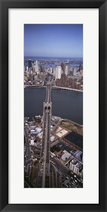 Framed Aerial View Of A Bridge, Brooklyn Bridge, Manhattan, NYC, New York City, New York State, USA Print