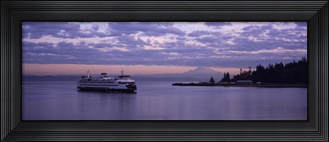Framed Ferry in the sea, Bainbridge Island, Seattle, Washington State Print