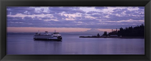 Framed Ferry in the sea, Bainbridge Island, Seattle, Washington State Print