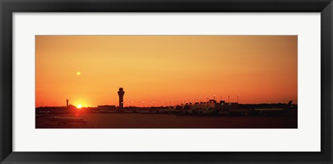 Framed Sunset Over An Airport, O&#39;Hare International Airport, Chicago, Illinois, USA Print