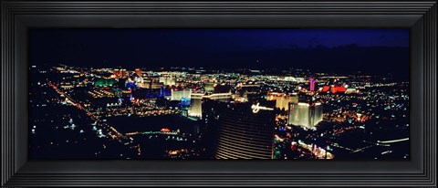 Framed High angle view of a city lit up at night, The Strip, Las Vegas, Nevada, USA Print
