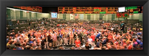 Framed Large group of people on the trading floor, Chicago Board of Trade, Chicago, Illinois, USA Print