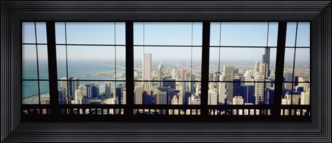 Framed High angle view of a city as seen through a window, Chicago, Illinois, USA Print