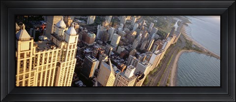 Framed High angle view of a highway along a lake, Lake Shore Drive, Chicago, Illinois, USA Print