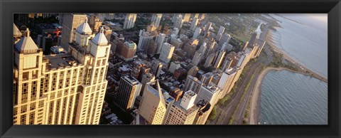 Framed High angle view of a highway along a lake, Lake Shore Drive, Chicago, Illinois, USA Print