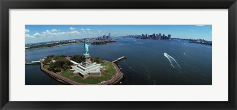 Framed Aerial View of the Statue of Liberty, New York City Print