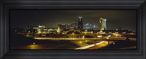 Framed Buildings Lit Up At Night, Kansas City, Missouri, USA Print