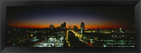 Framed High Angle View Of A City Lit Up At Dawn, St. Louis, Missouri, USA Print