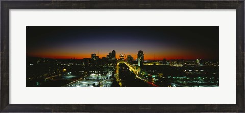 Framed High Angle View Of A City Lit Up At Dawn, St. Louis, Missouri, USA Print
