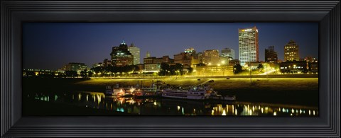 Framed Buildings Lit Up At Dusk, Memphis, Tennessee, USA Print